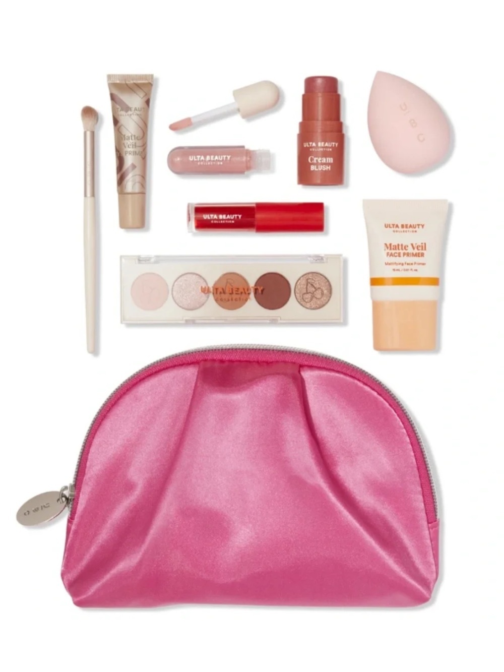NWT Ulta Beauty Bundle Hot Pink Cosmetic Pouch with 8 Products